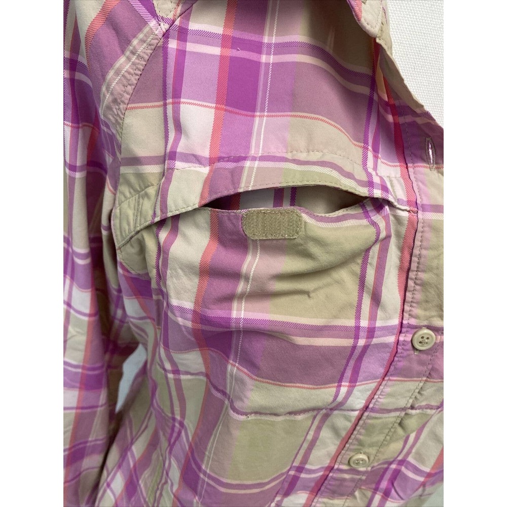 Women's Pink Plaid Columbia Button Up Shirt Size Medium - Picture 2 of 4